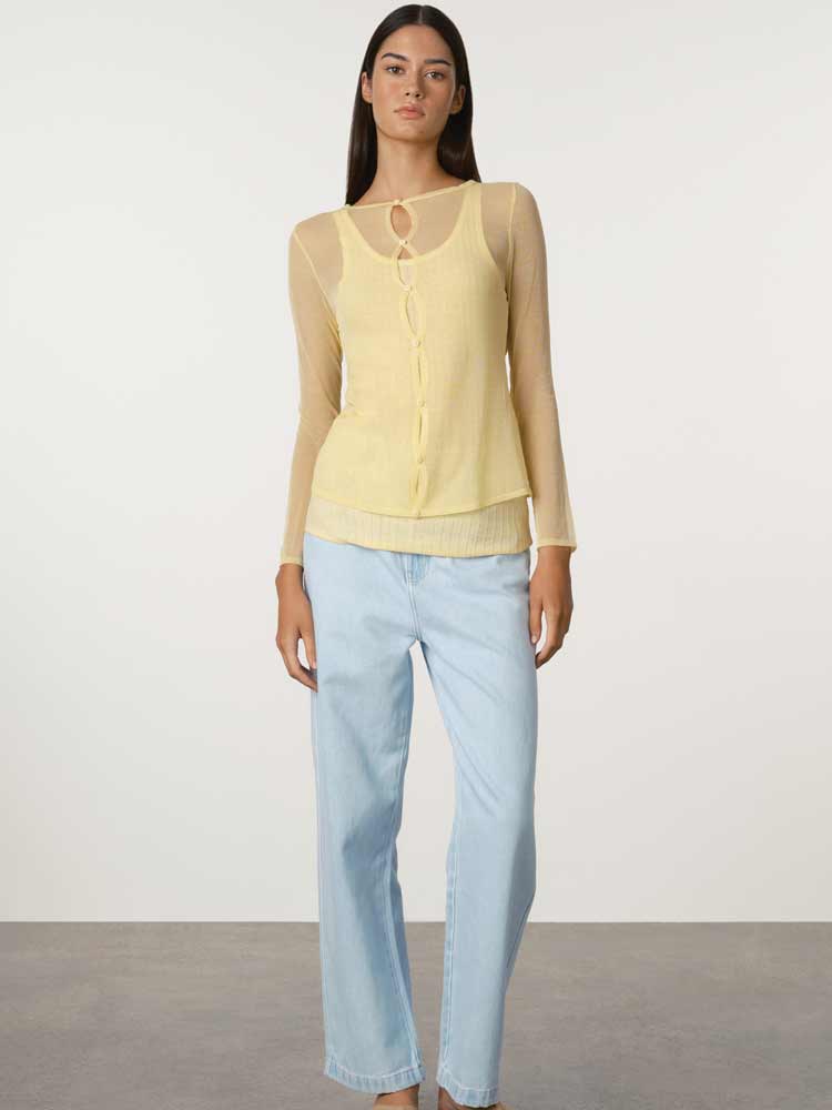 Sheer Knit Cardigan Set Butter