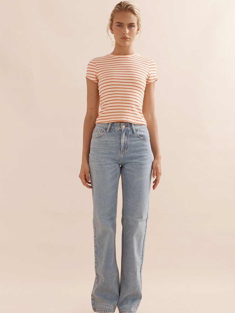 Baby Tee Coral Stripe