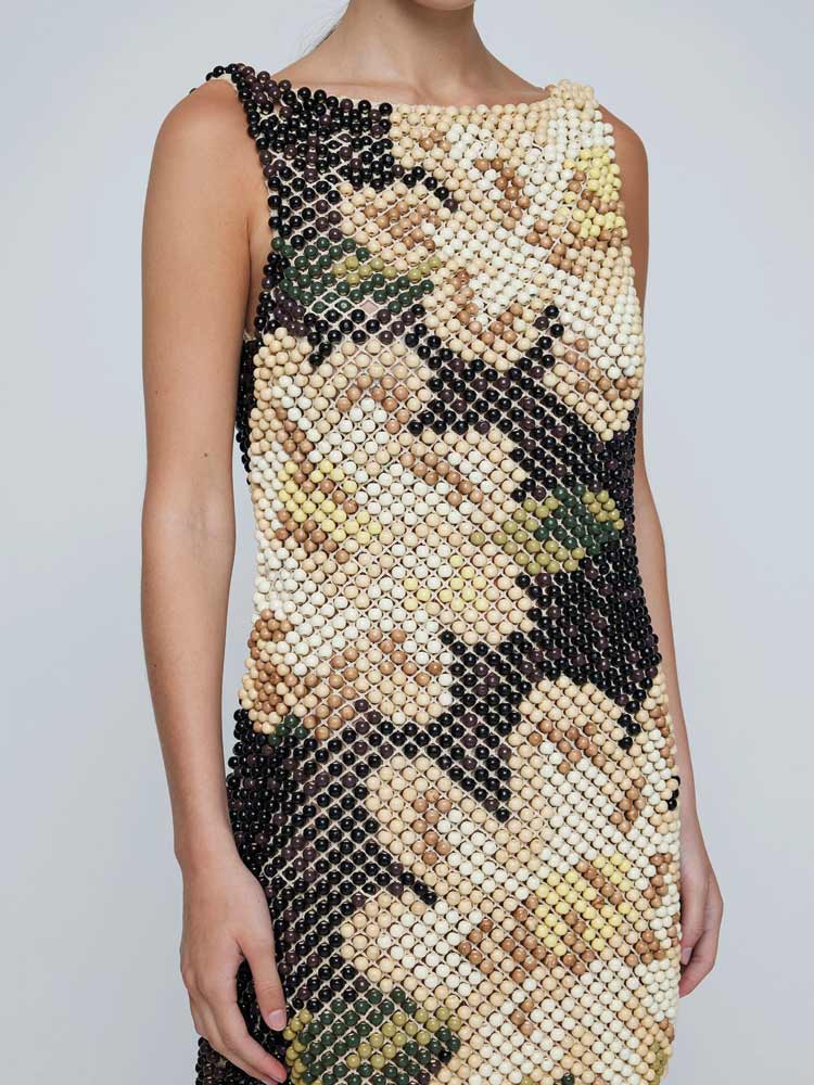 wynn hamlyn beaded dress Wynn Hamlyn Hibiscus Button Gown