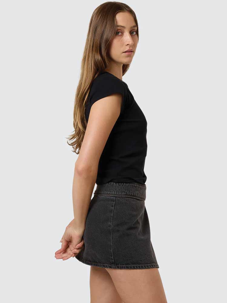 Night Shift Wrap Mini Skirt Ash Black