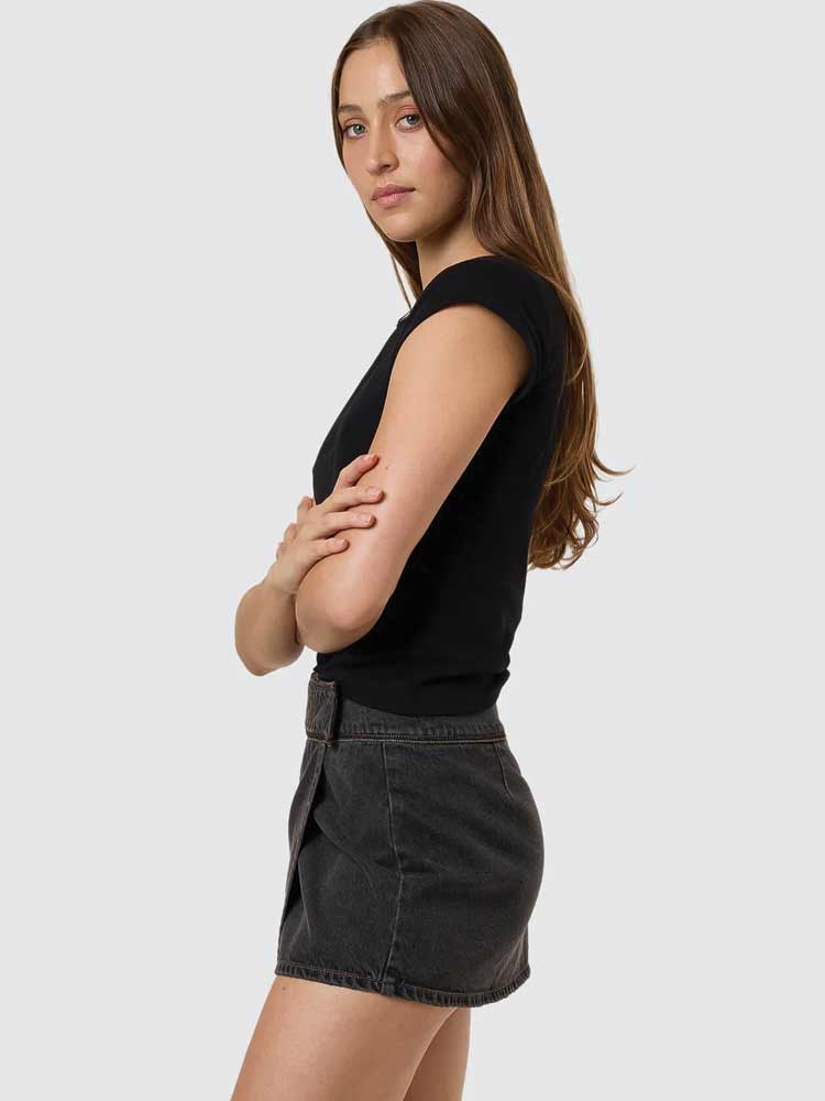 Night Shift Wrap Mini Skirt Ash Black