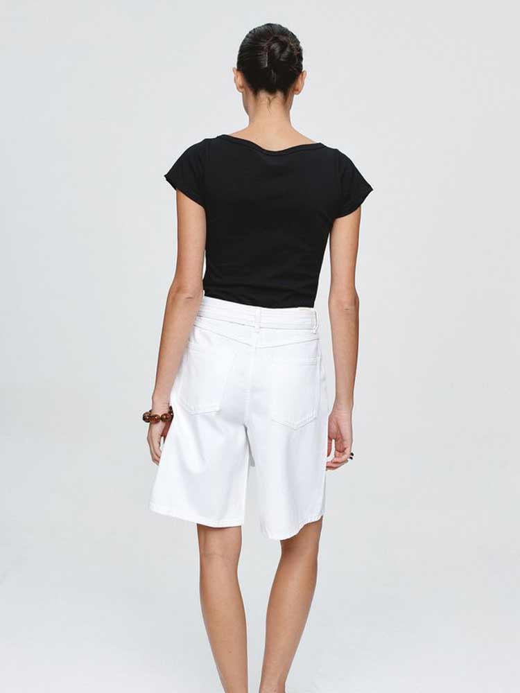 Belted Jean Short Blanc