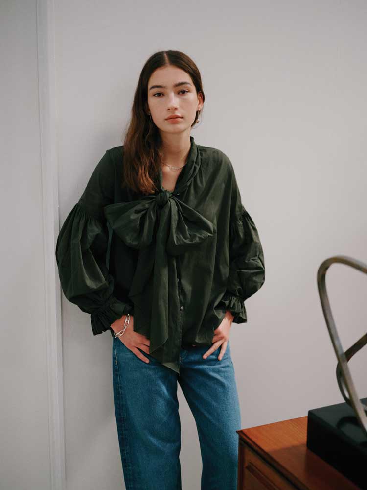 Bow Blouse Organic Cotton Jungle
