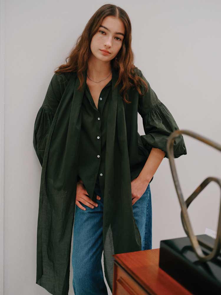 Bow Blouse Organic Cotton Jungle