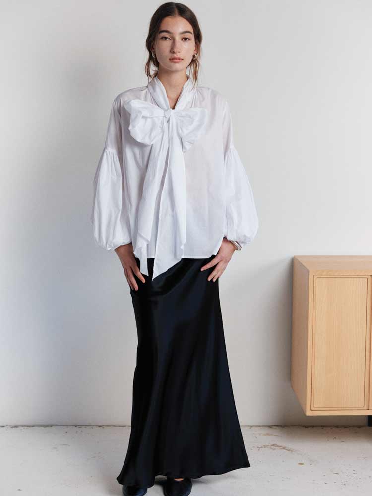 Bow Blouse Cotton Lawn White