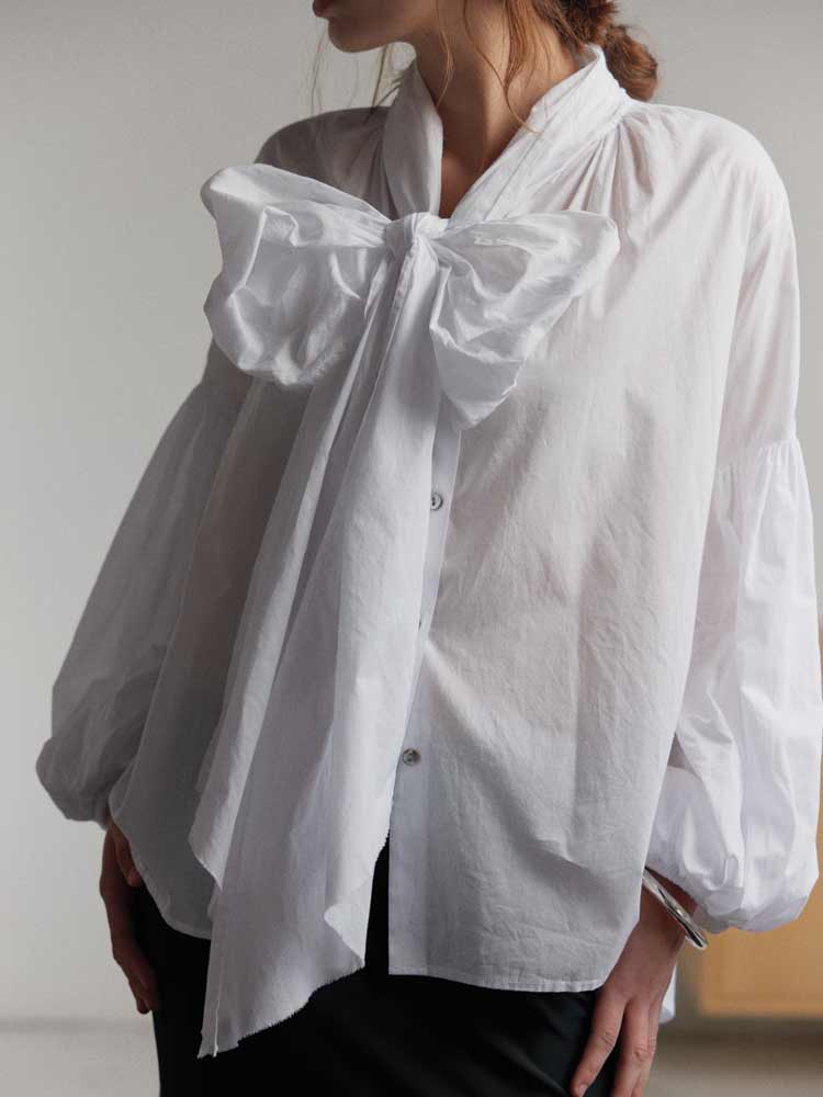 Bow Blouse Cotton Lawn White