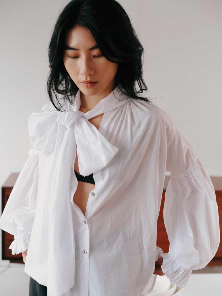 Bow Blouse Cotton Lawn White