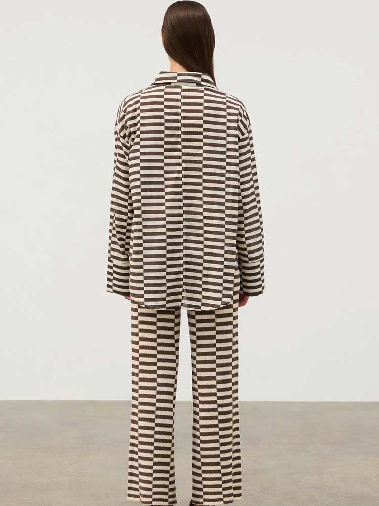 Cocoa Grid Cotton Shirt