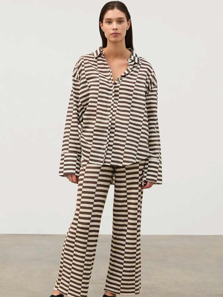 Cocoa Grid Cotton Shirt