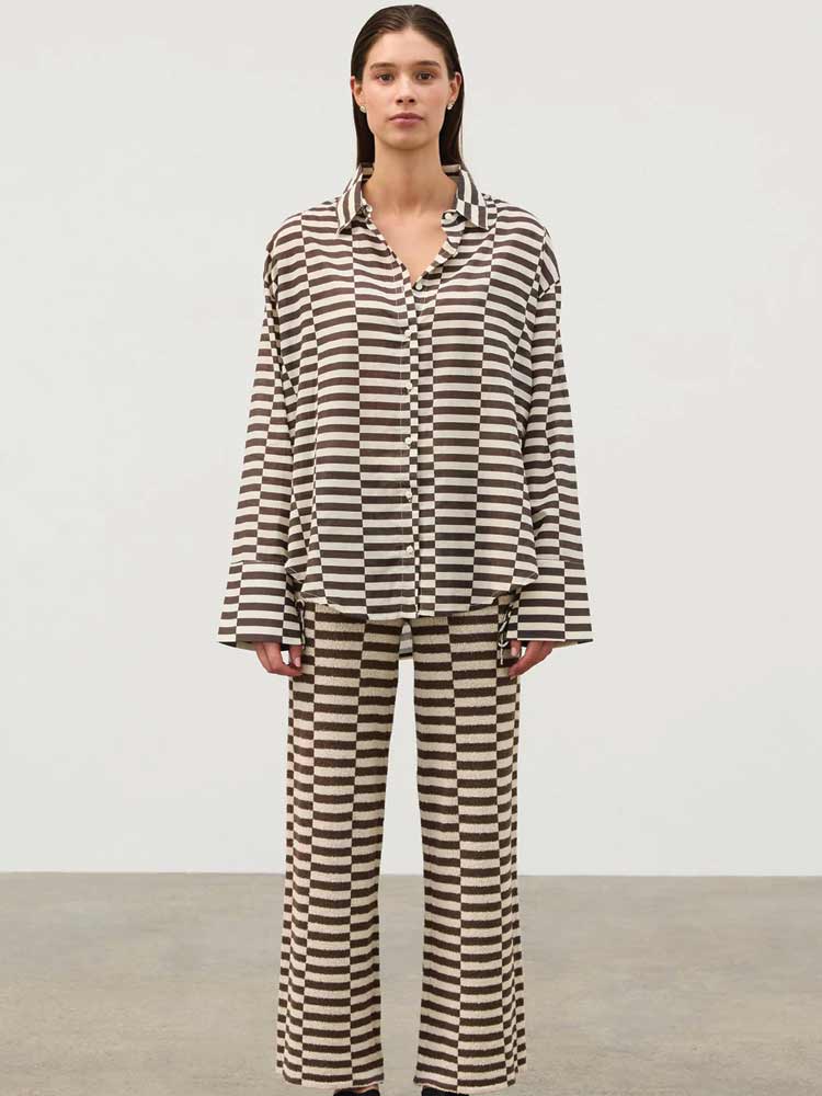 Cocoa Grid Cotton Shirt