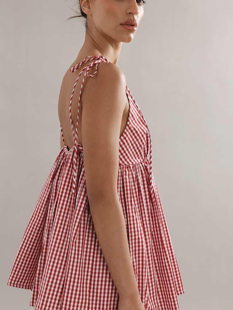 Esther Top Red Gingham