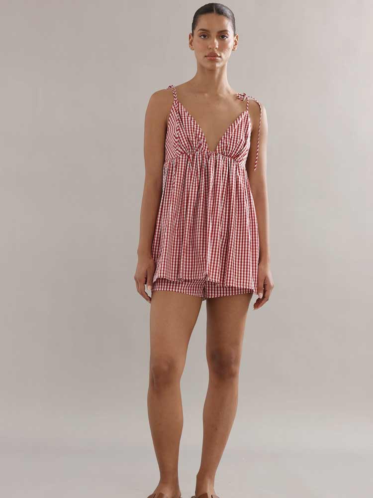 Esther Top Red Gingham