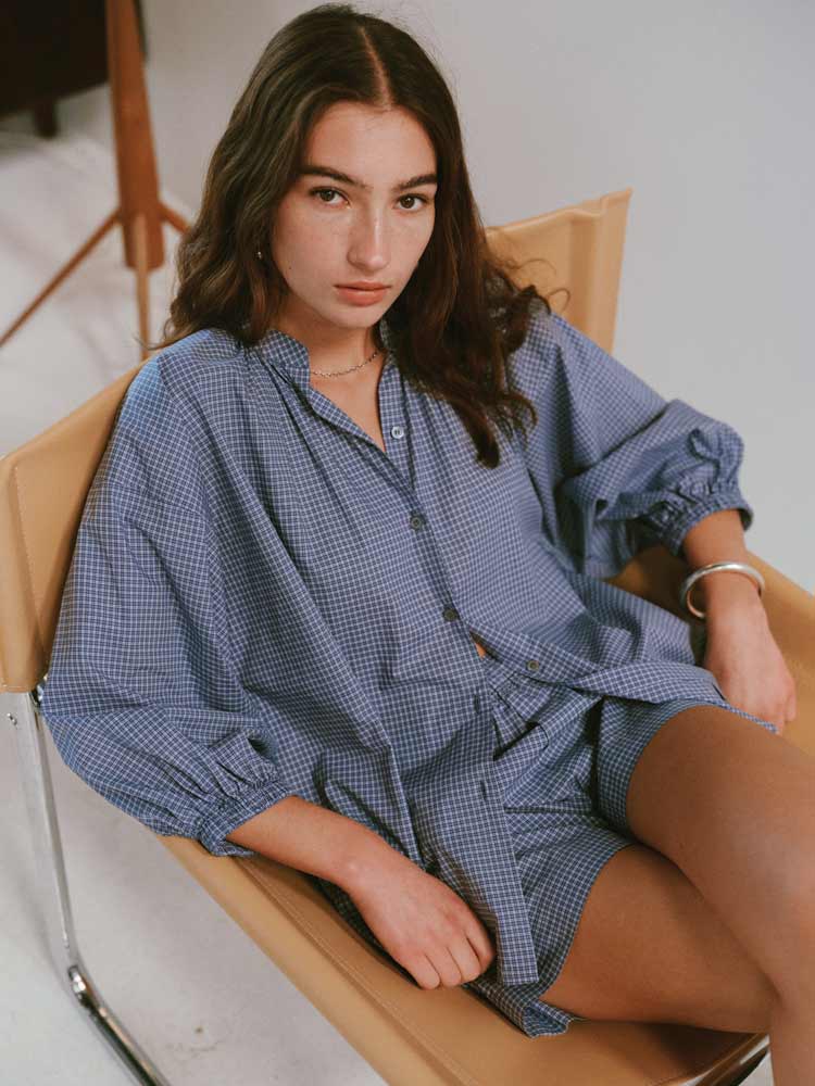Everyday Blouse Albini Check Smoke Blue