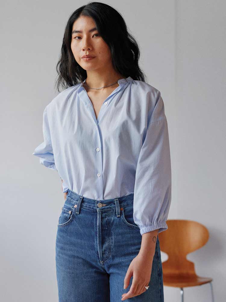 Everyday Blouse Pale Blue Stripe