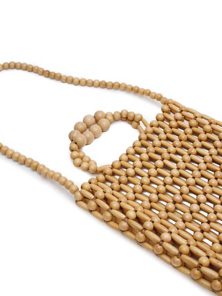 Gia Beaded Tote Bag Natural