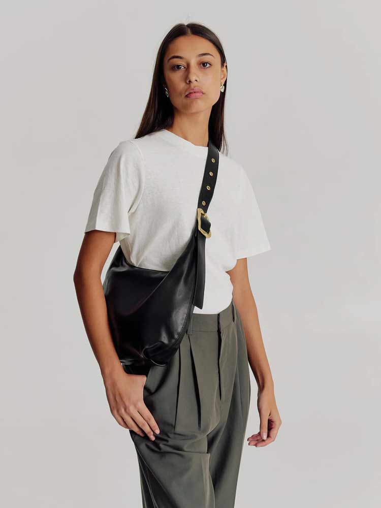 Large Everyday Croissant Buckle Bag Black