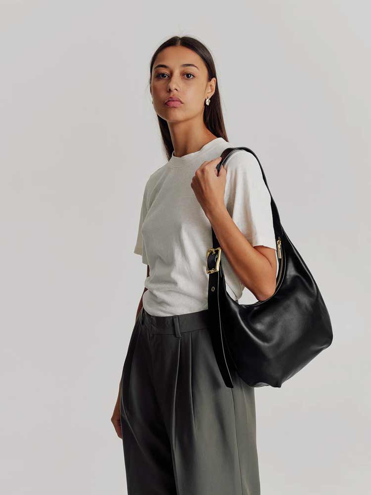 Large Everyday Croissant Buckle Bag Black