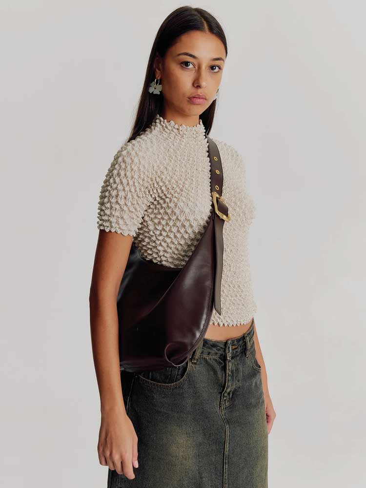 Large Everyday Croissant Buckle Bag Chocolate