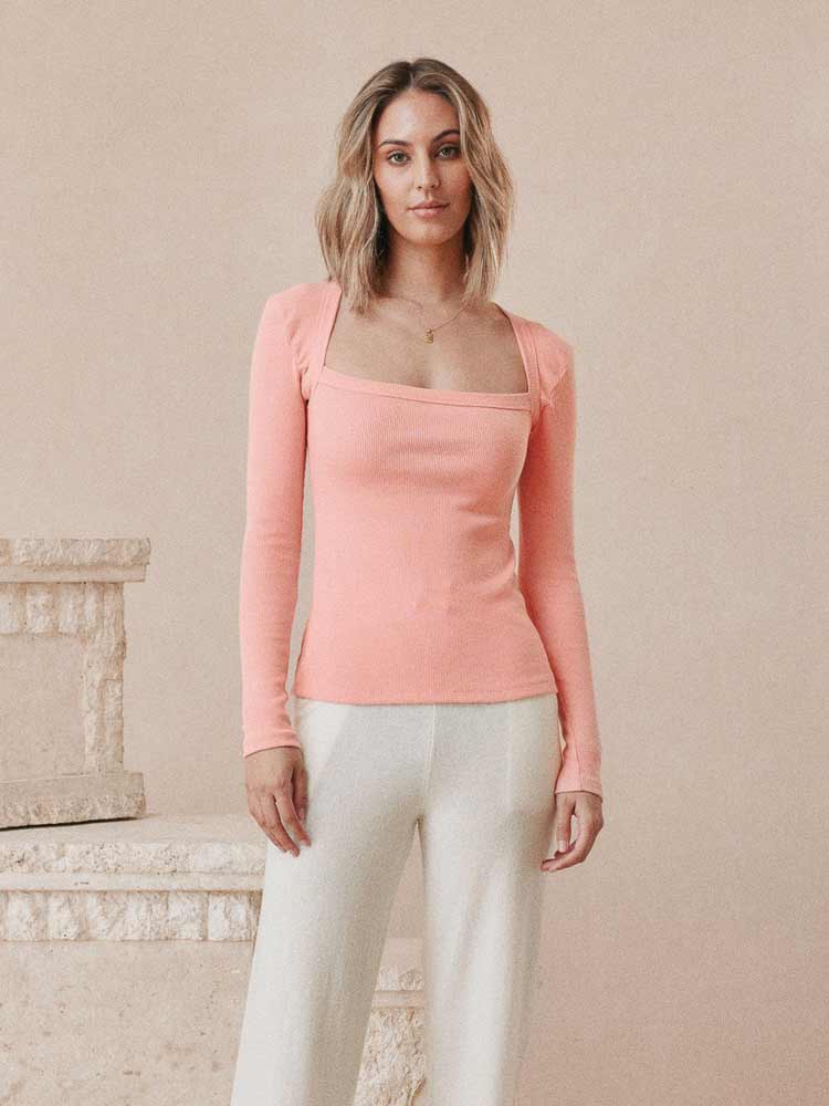 Martini Long Sleeve Top Coral