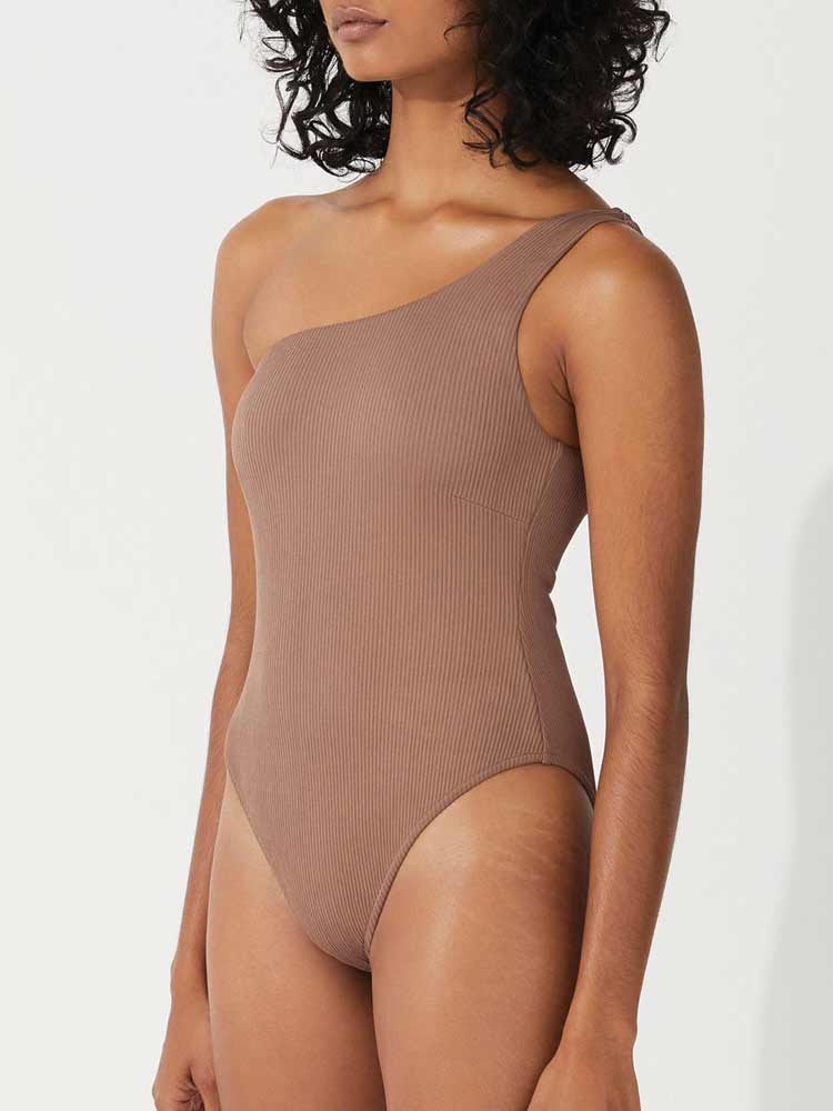 One Shoulder One Piece Chocolate