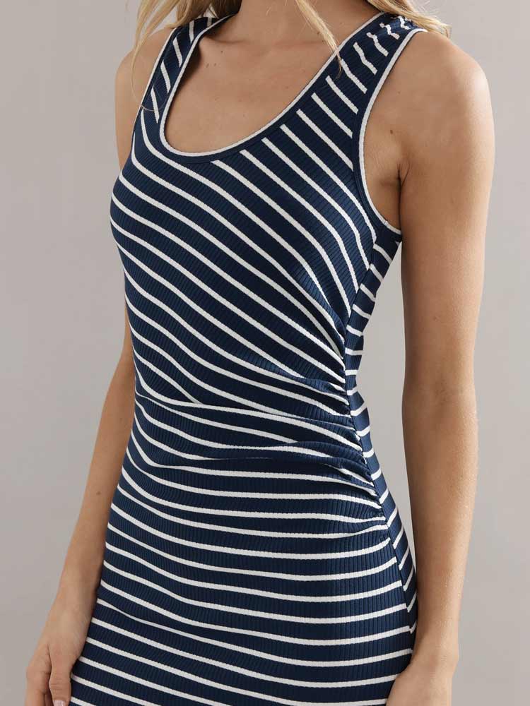 Pitstop Dress Navy Stripe
