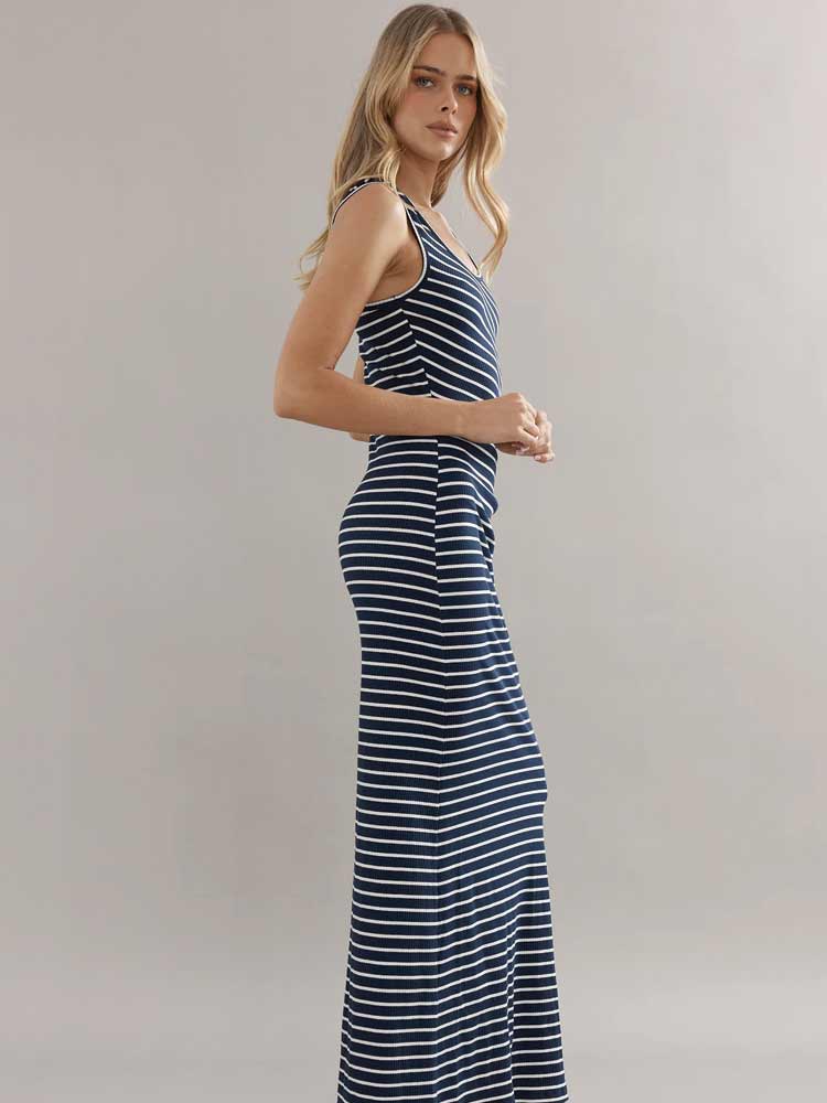 Pitstop Dress Navy Stripe