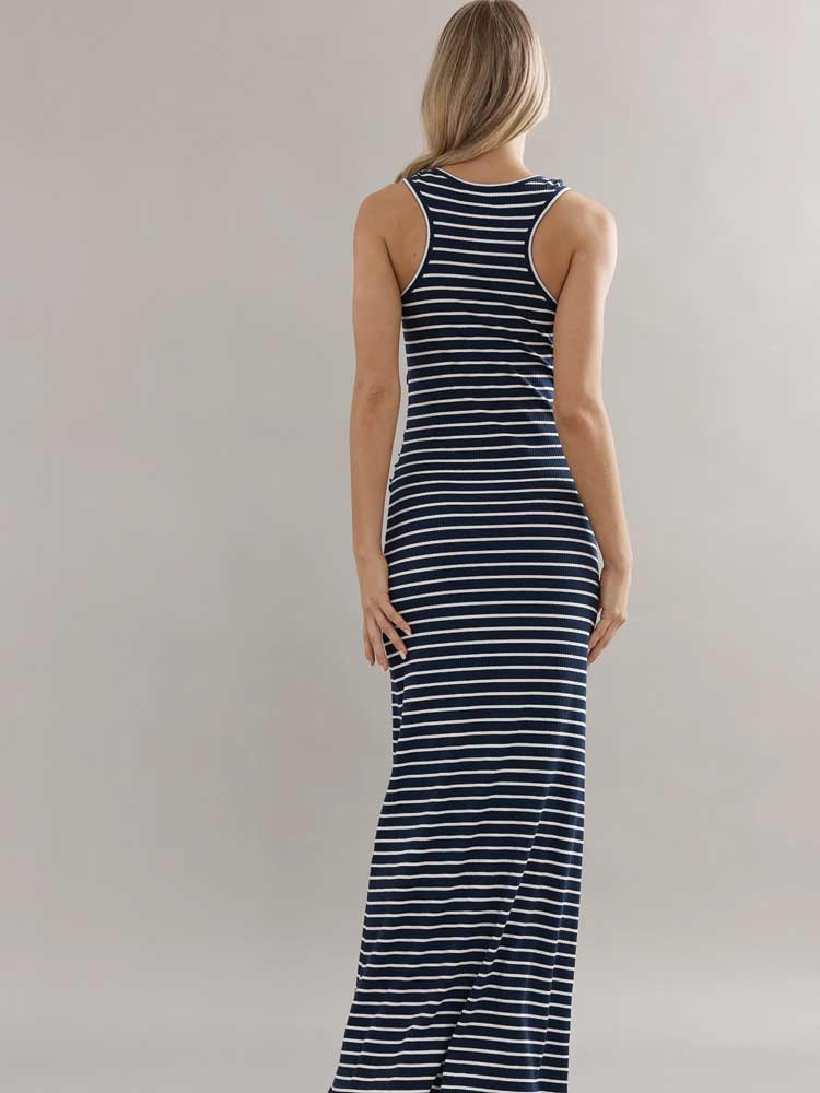Pitstop Dress Navy Stripe