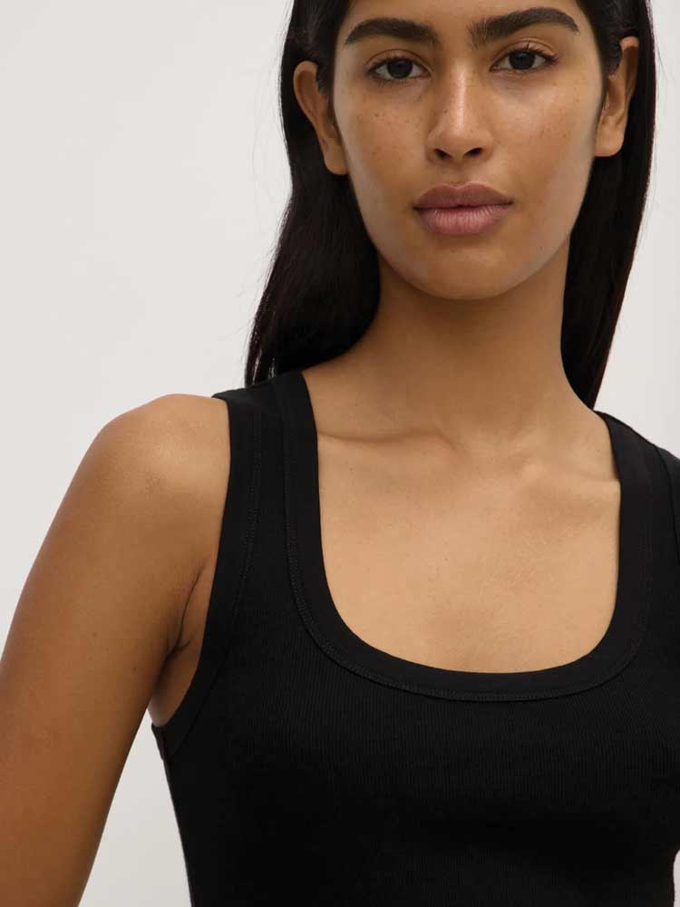 Robyn Scoop Neck Rib Tank Black