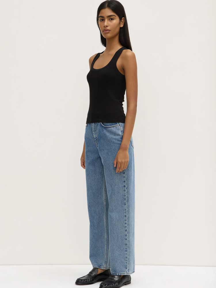 Robyn Scoop Neck Rib Tank Black