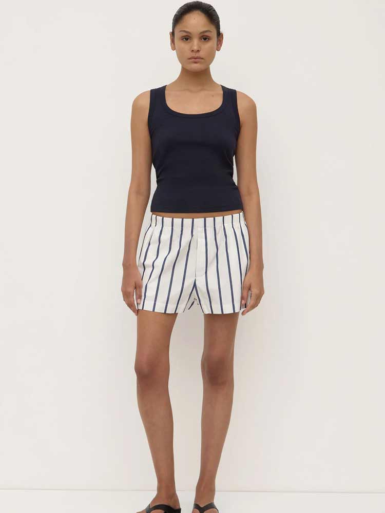 Robyn Scoop Neck Rib Tank Navy