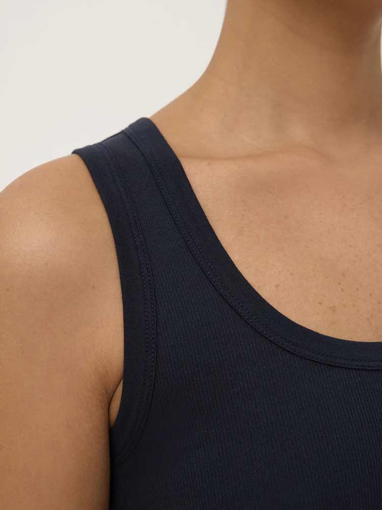 Robyn Scoop Neck Rib Tank Navy