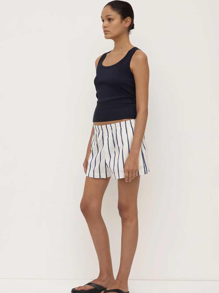 Robyn Scoop Neck Rib Tank Navy