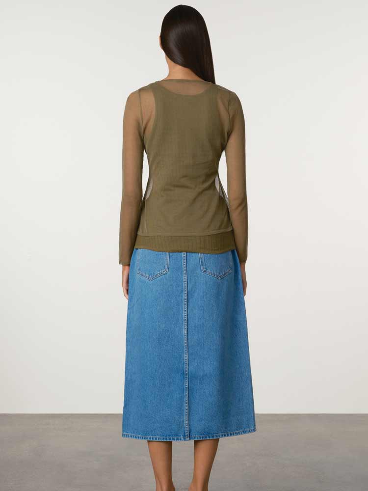Olive Sheer Knit Cardigan Set