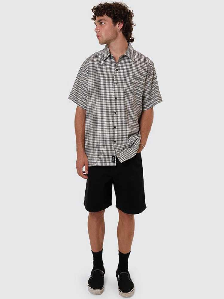 Thrills Union Short Sleeve Check Shirt Light Stone
