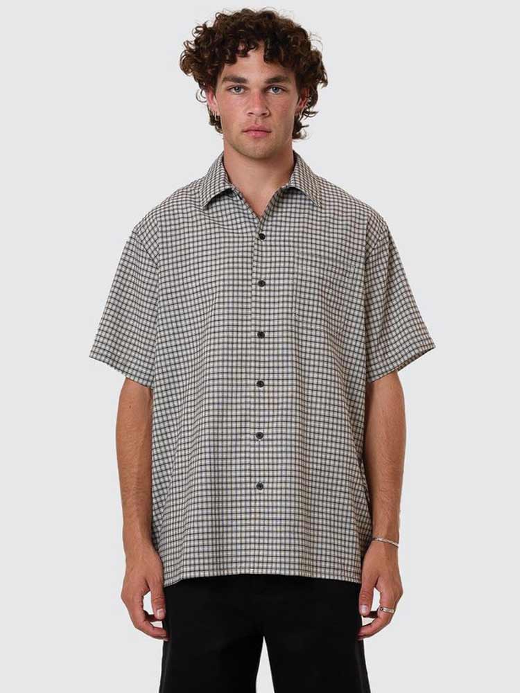 Thrills Union Short Sleeve Check Shirt Light Stone