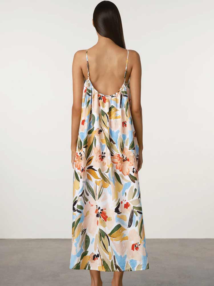 Gathered Cotton Dress Summer Floral