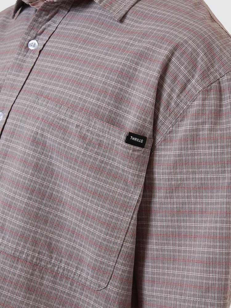 Minimal Thrills Stripe Check SS Shirt Smog
