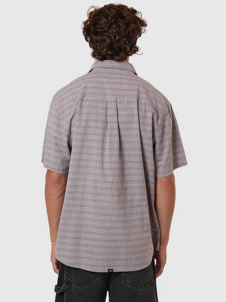 Minimal Thrills Stripe Check SS Shirt Smog