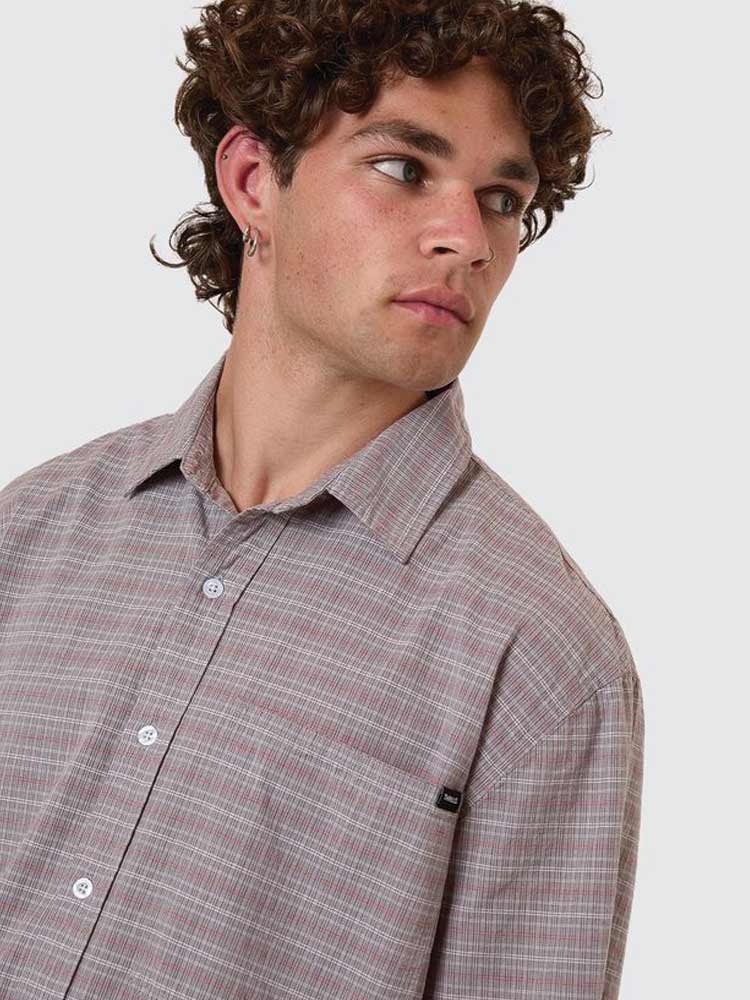Minimal Thrills Stripe Check SS Shirt Smog
