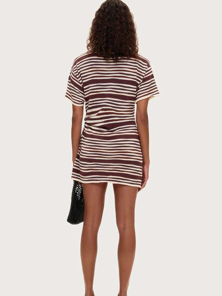 T Shirt Knit Dress Chocolate Stripe