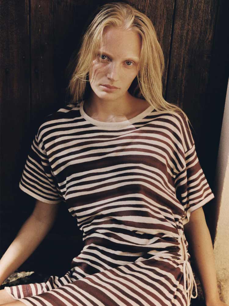 T Shirt Knit Dress Chocolate Stripe