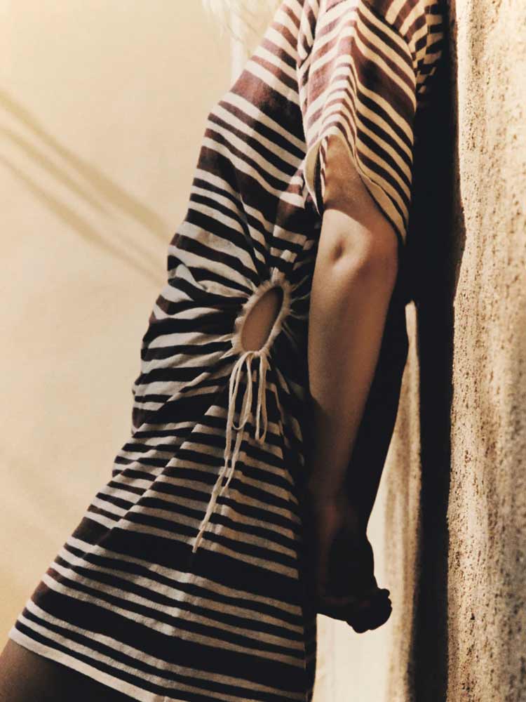T Shirt Knit Dress Chocolate Stripe
