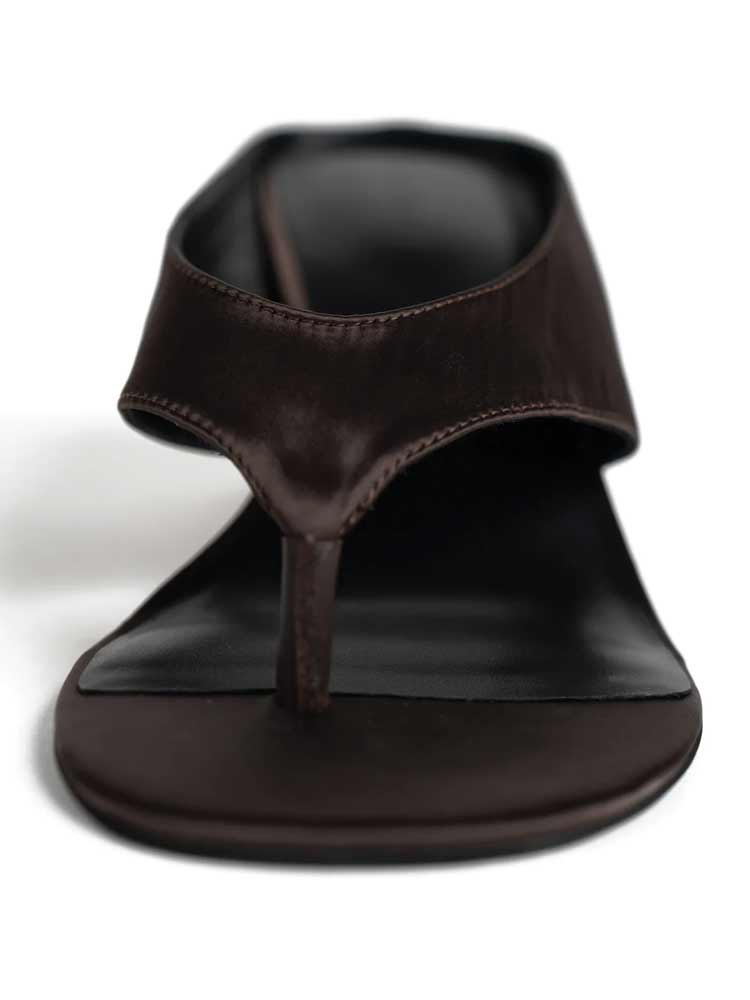 Wedge Thong Brown Satin