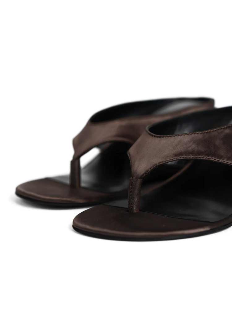 Wedge Thong Brown Satin