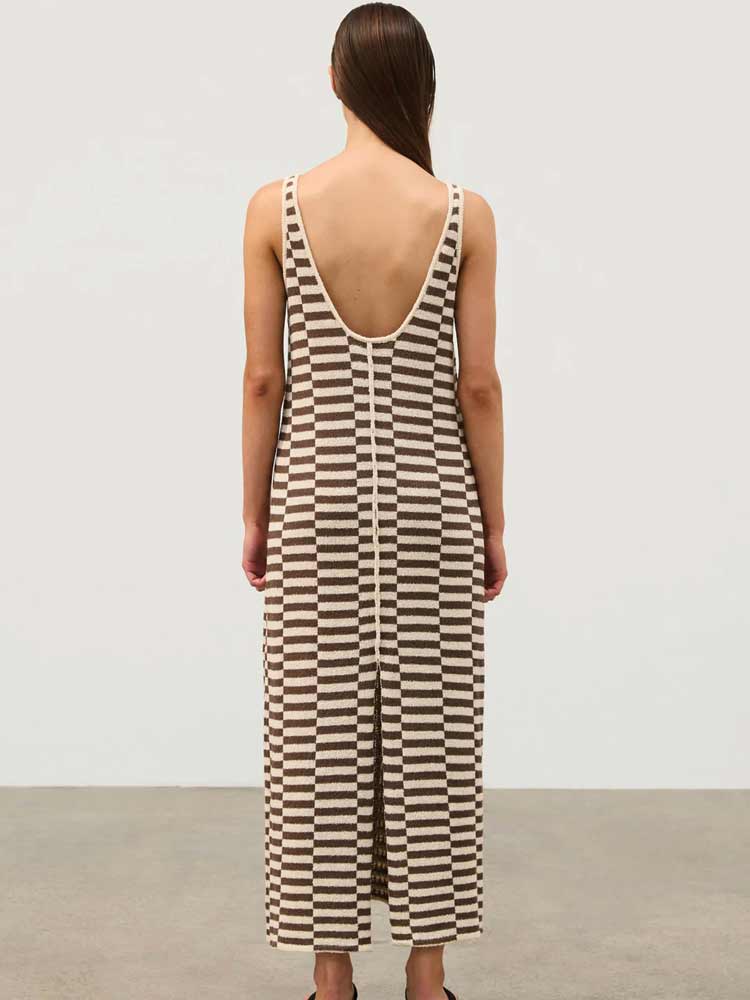 Cocoa Grid Textured Knit Dress