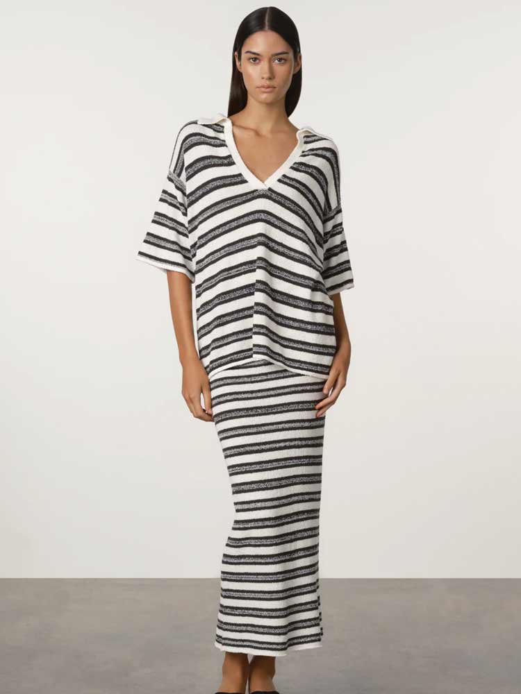 Marle Stripe Textured Knit Shirt
