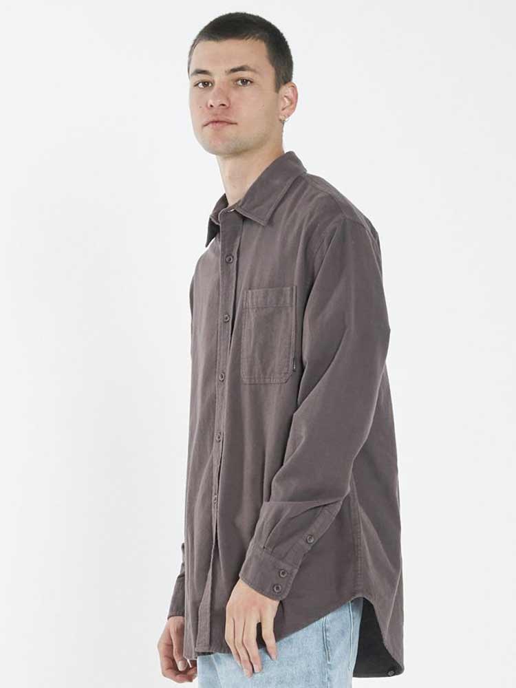 Ops Oversized L/S Flannel Shirt Plum