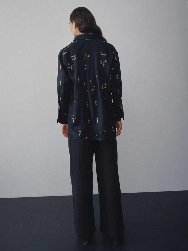 Pepper Shirt Embroided Black