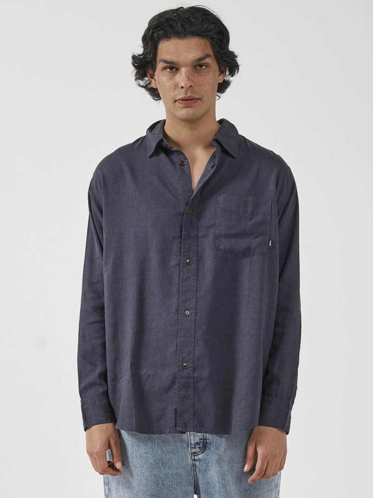 Oversize Long Sleeve Shirt Marine Blue