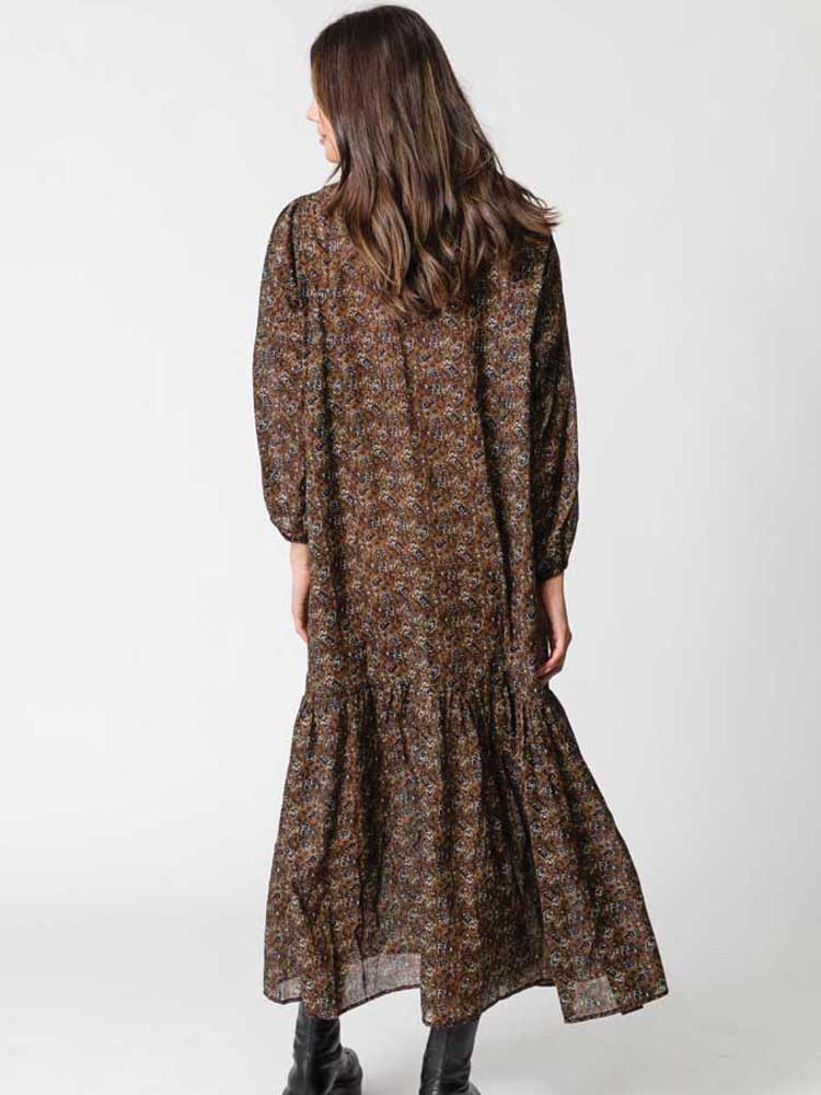 Ashley Dress Holiday Floral Brown